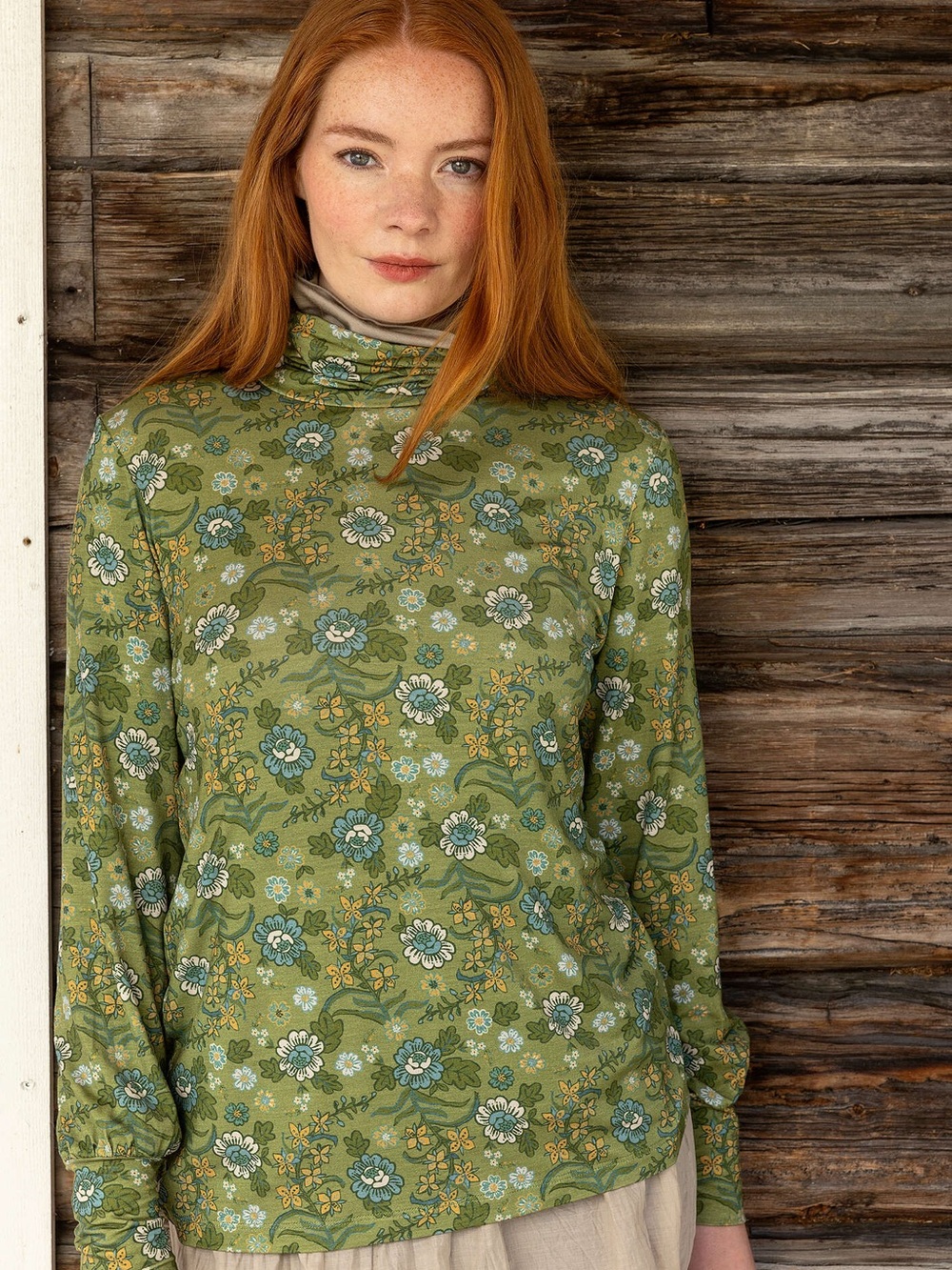 Gudrun Sjödén. Rosebay Printed Turtleneck. Size XL.